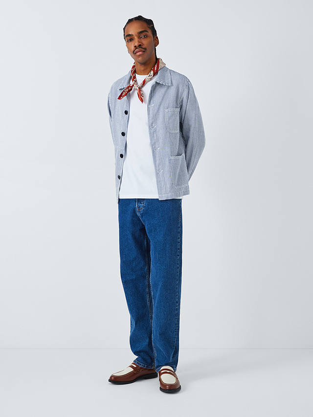 La Paz Cotton Worker Jacket, Blue Stripes