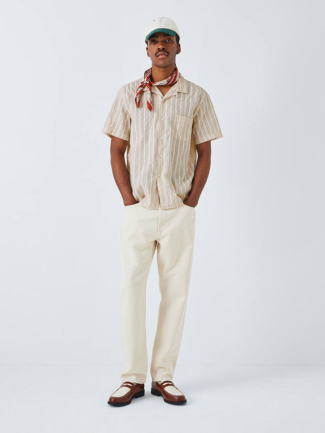 La Paz Cotton Panama Stripe Shirt, Sand Rope