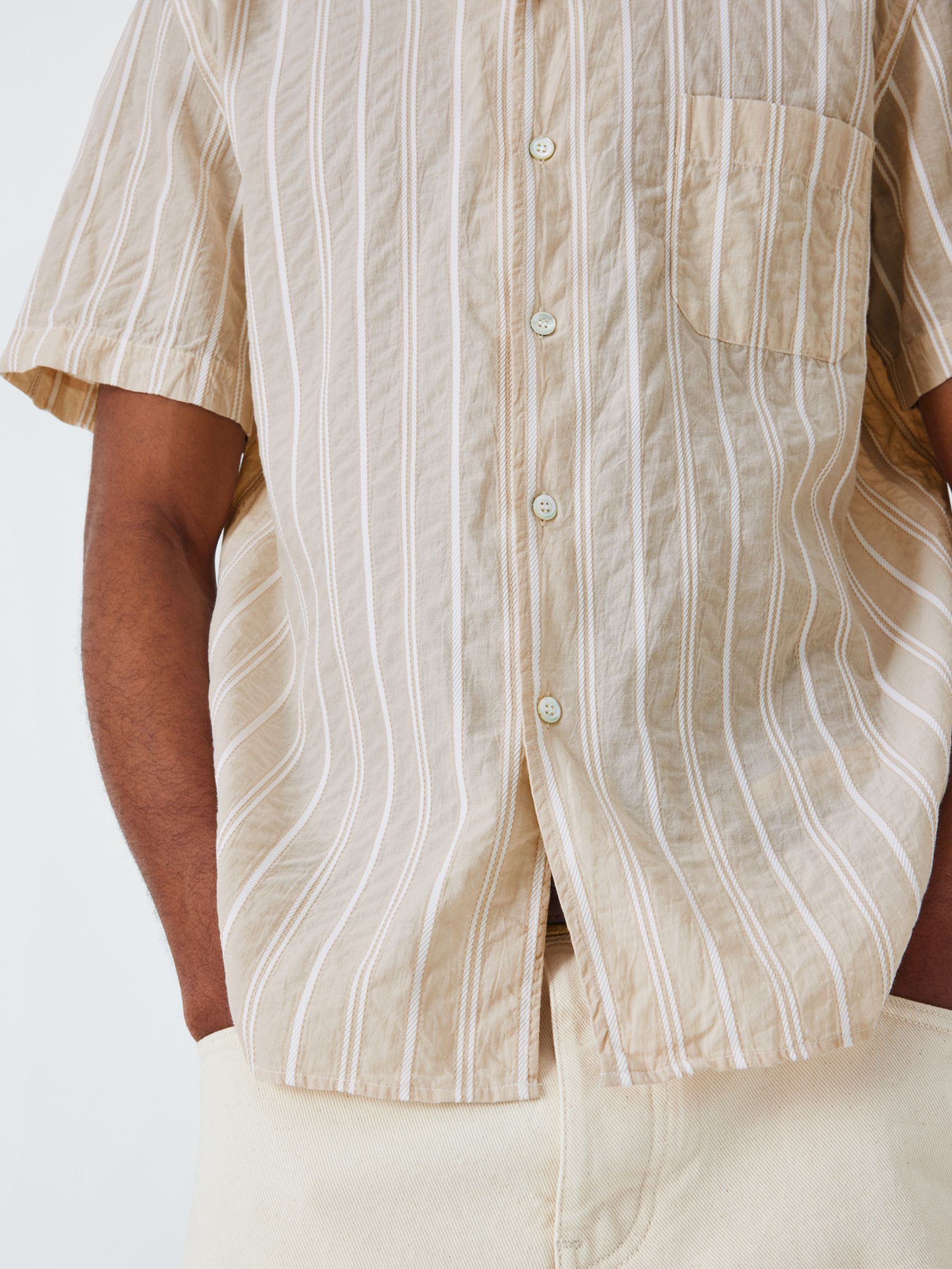 La Paz Cotton Panama Stripe Shirt, Sand Rope, S