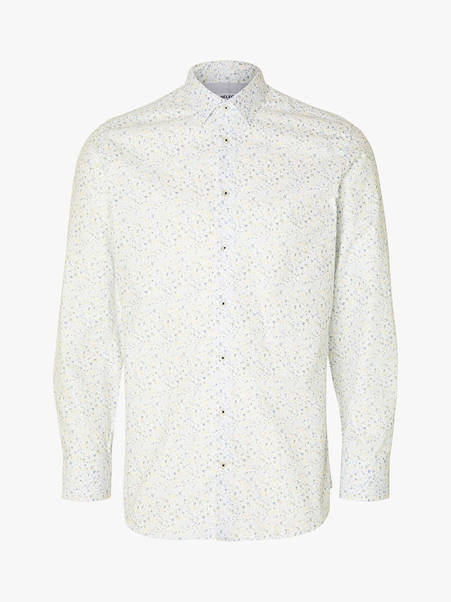 SELECTED HOMME Slim Fit Long Sleeve Floral Shirt, White