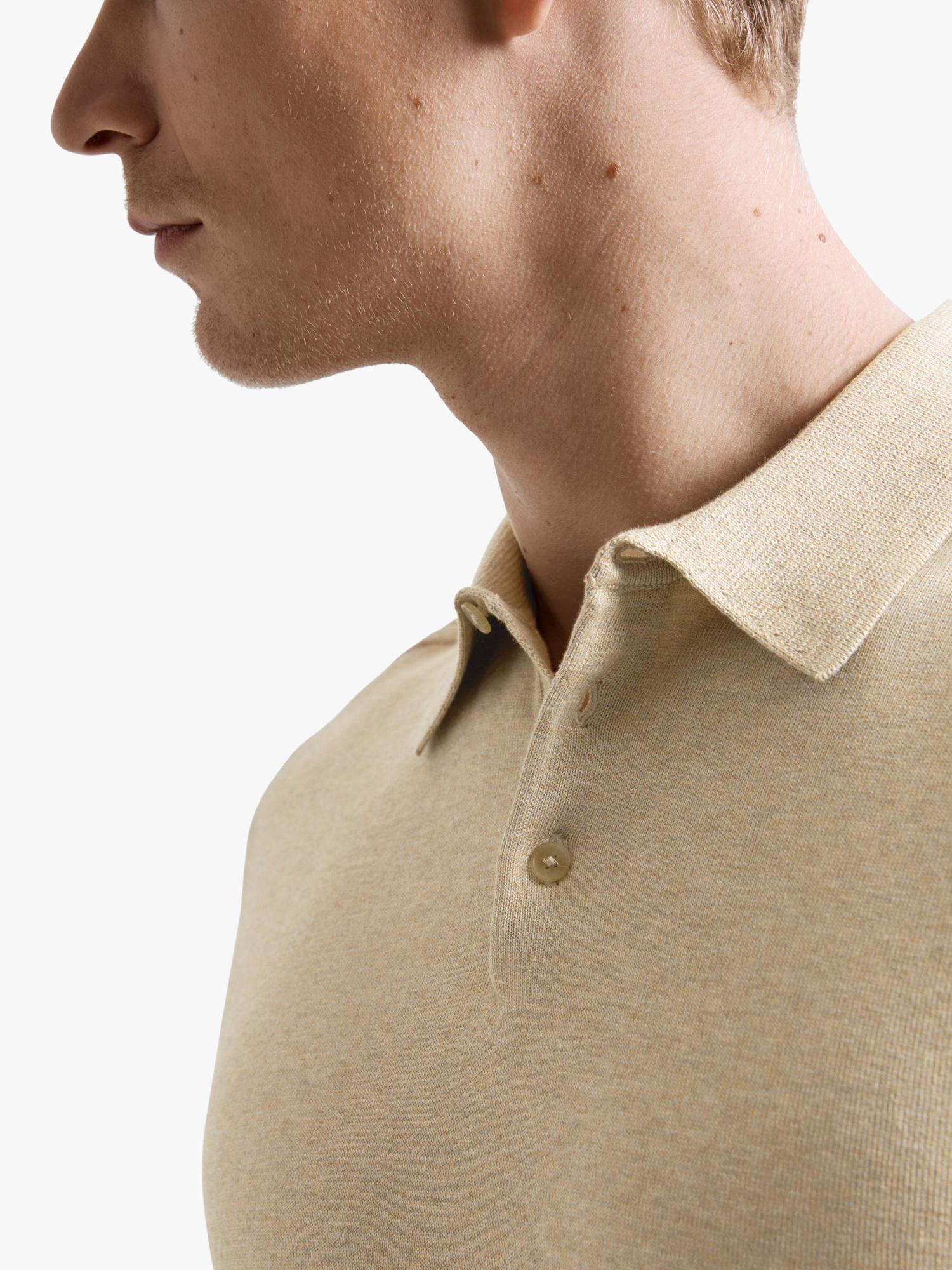 SELECTED HOMME Short Sleeve Knit Polo Shirt, Kelp Melange, S