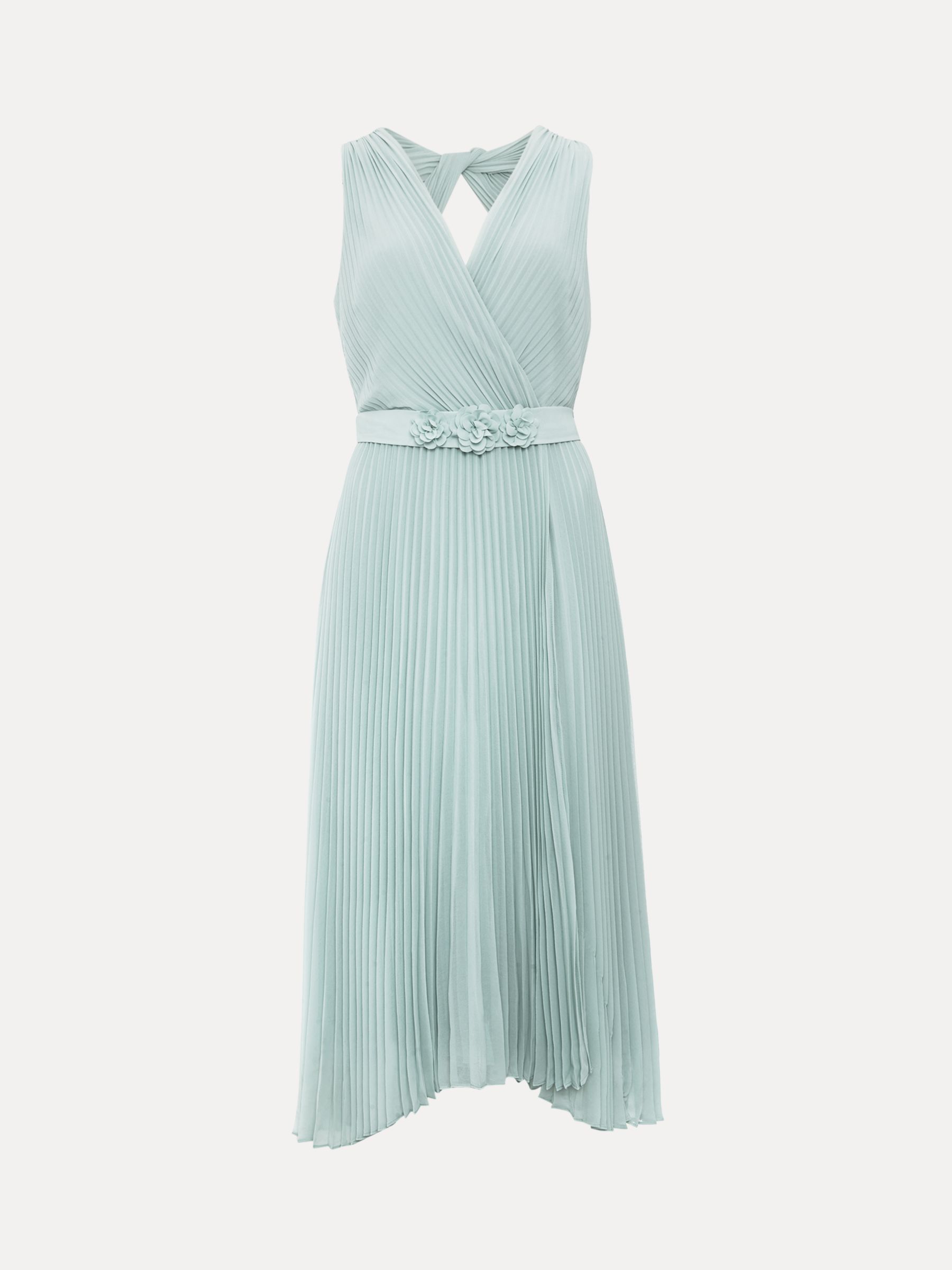 Phase Eight Cressida Pleated Midi Dress, Pale Blue