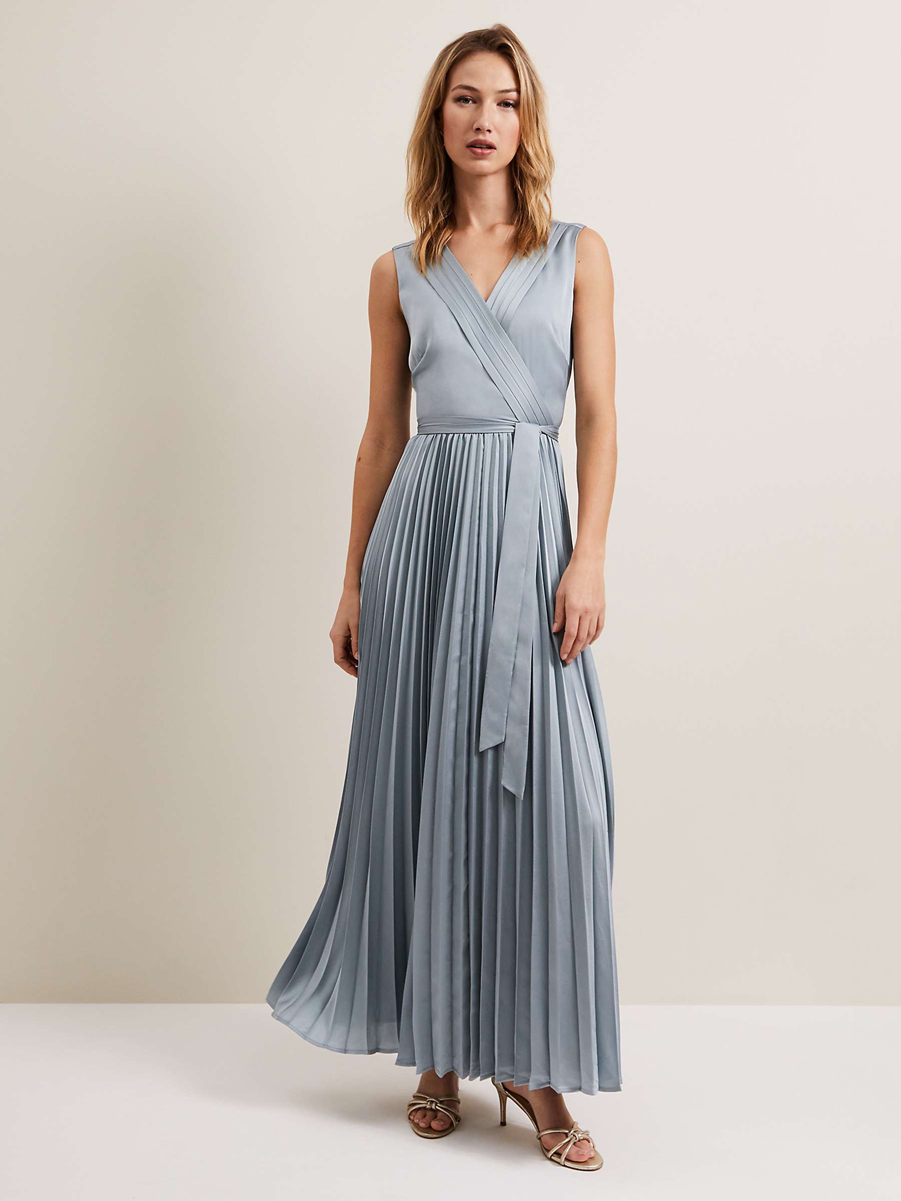 Buy Phase Eight Bonnie Pleated Dress, Light Green Online at johnlewis.com