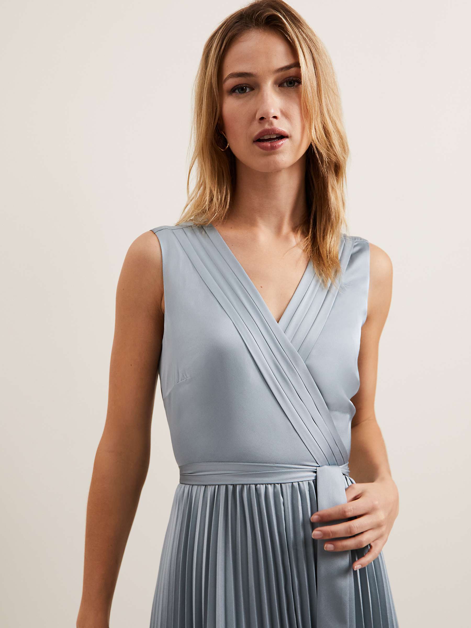 Buy Phase Eight Bonnie Pleated Dress, Light Green Online at johnlewis.com