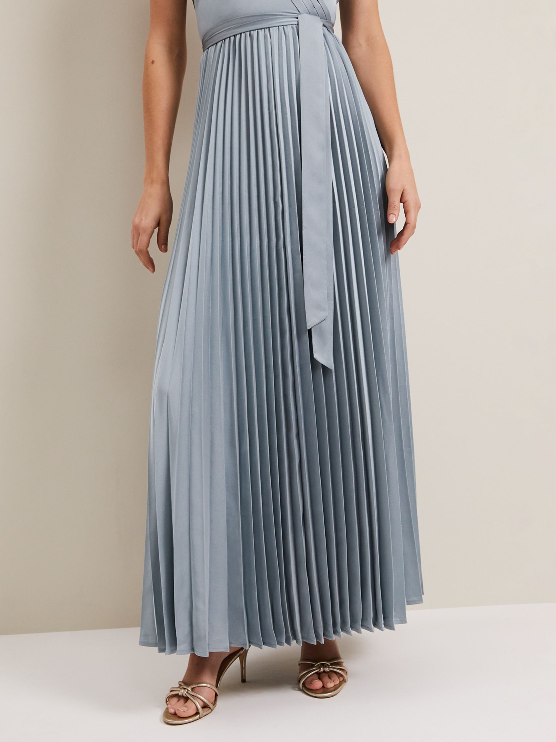 Phase Eight Bonnie Pleated Dress, Light Green at John Lewis & Partners