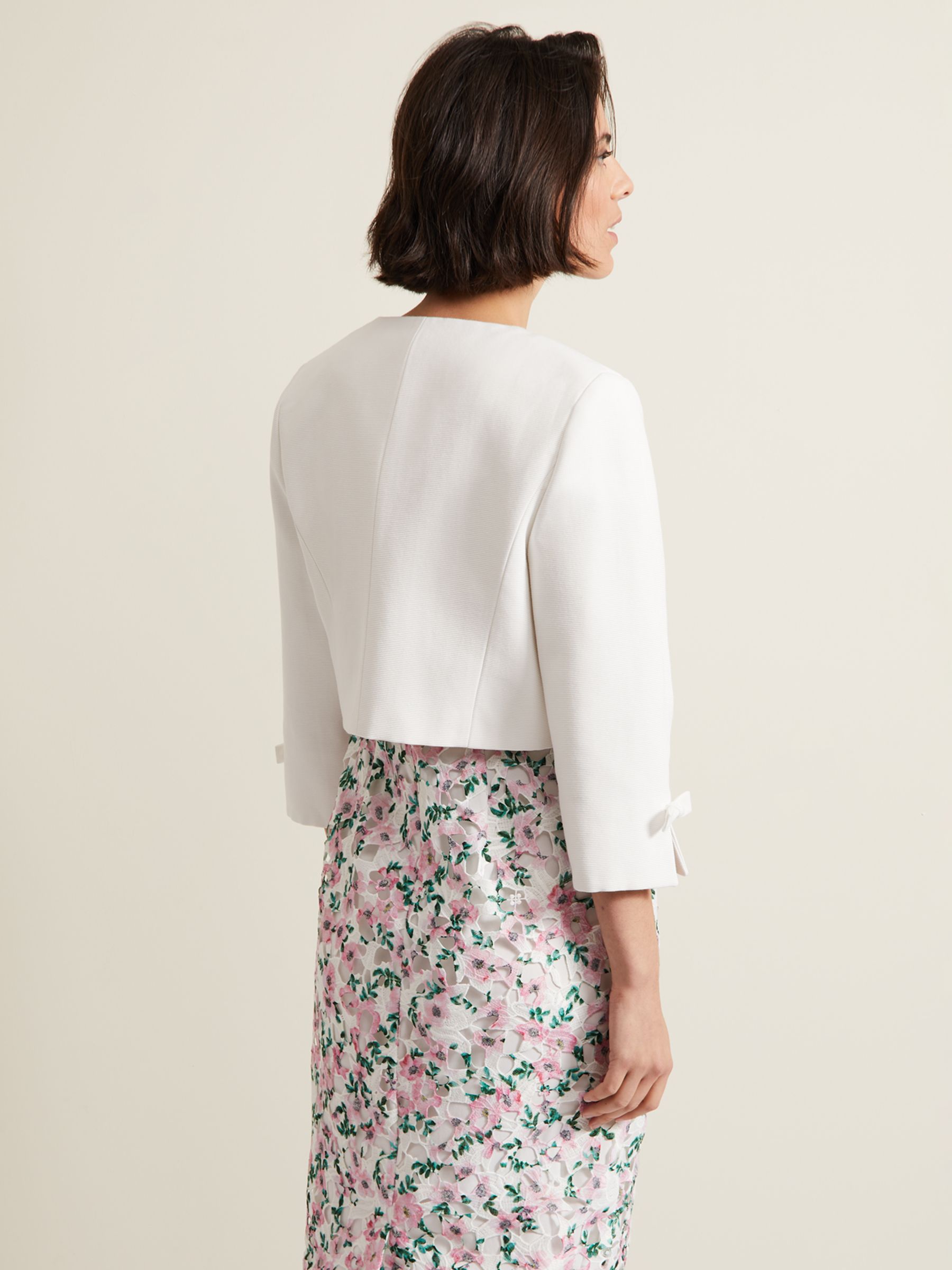 Phase Eight Zoelle Bow Detail Jacket, Ivory at John Lewis & Partners