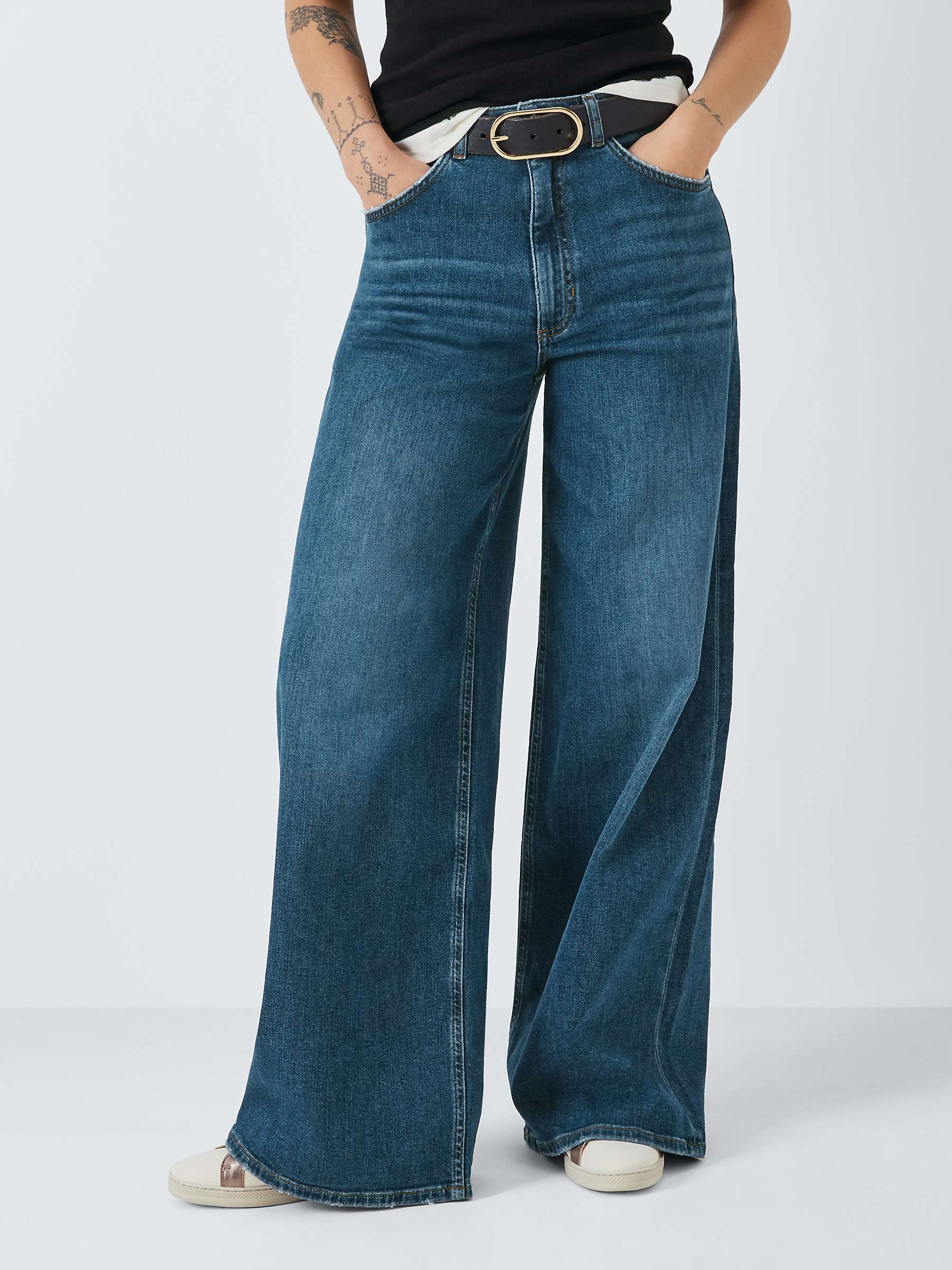 Buy AND/OR Westlake High Rise Wide Leg Jeans, Blue Horizon Online at johnlewis.com