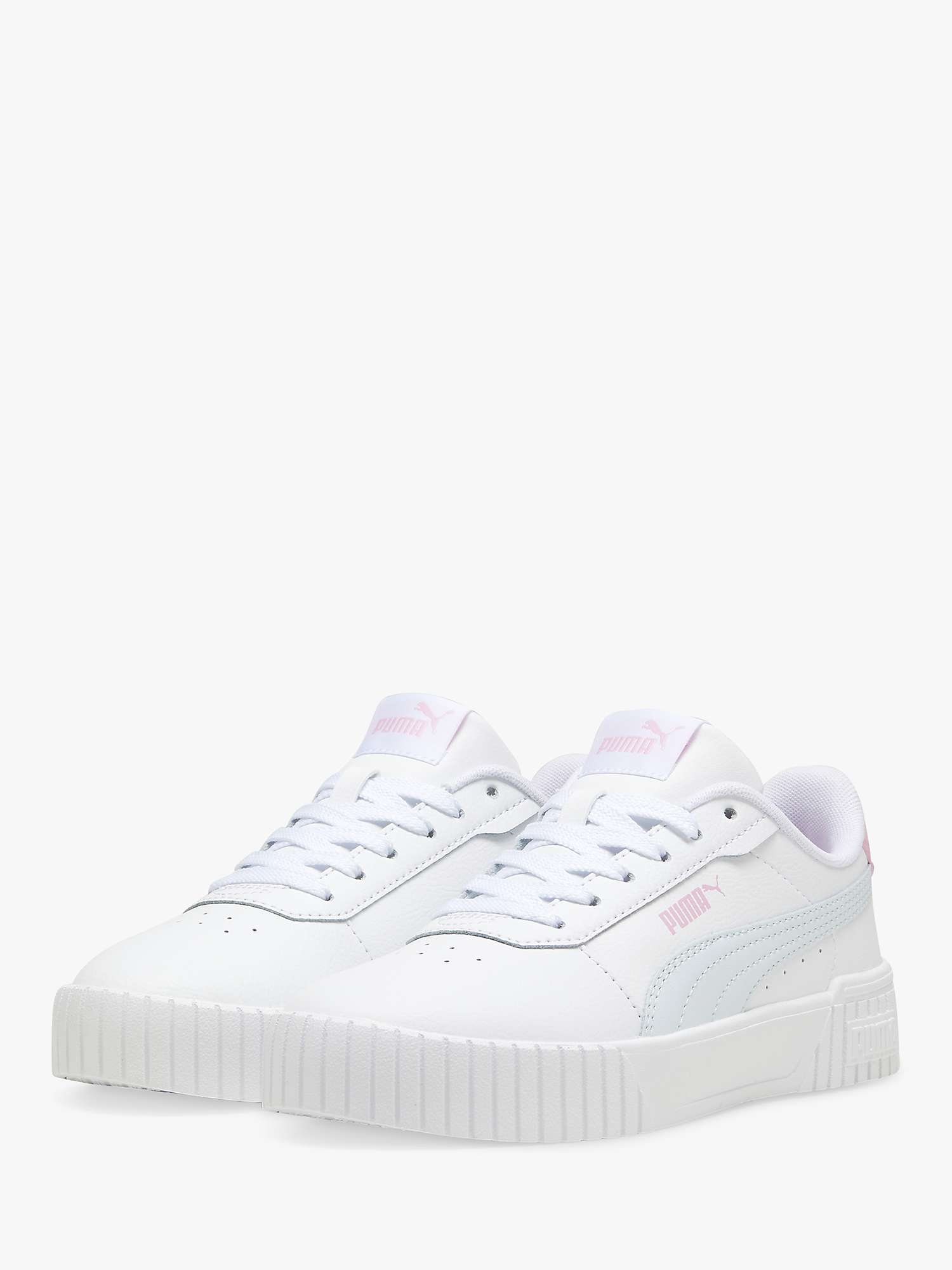 Buy PUMA Kids' Carina 2.0 Leather Trainers, White/Multi Online at johnlewis.com