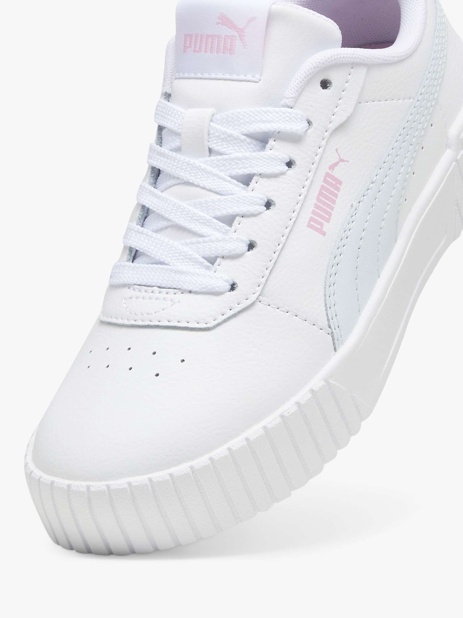 Buy PUMA Kids' Carina 2.0 Leather Trainers, White/Multi Online at johnlewis.com