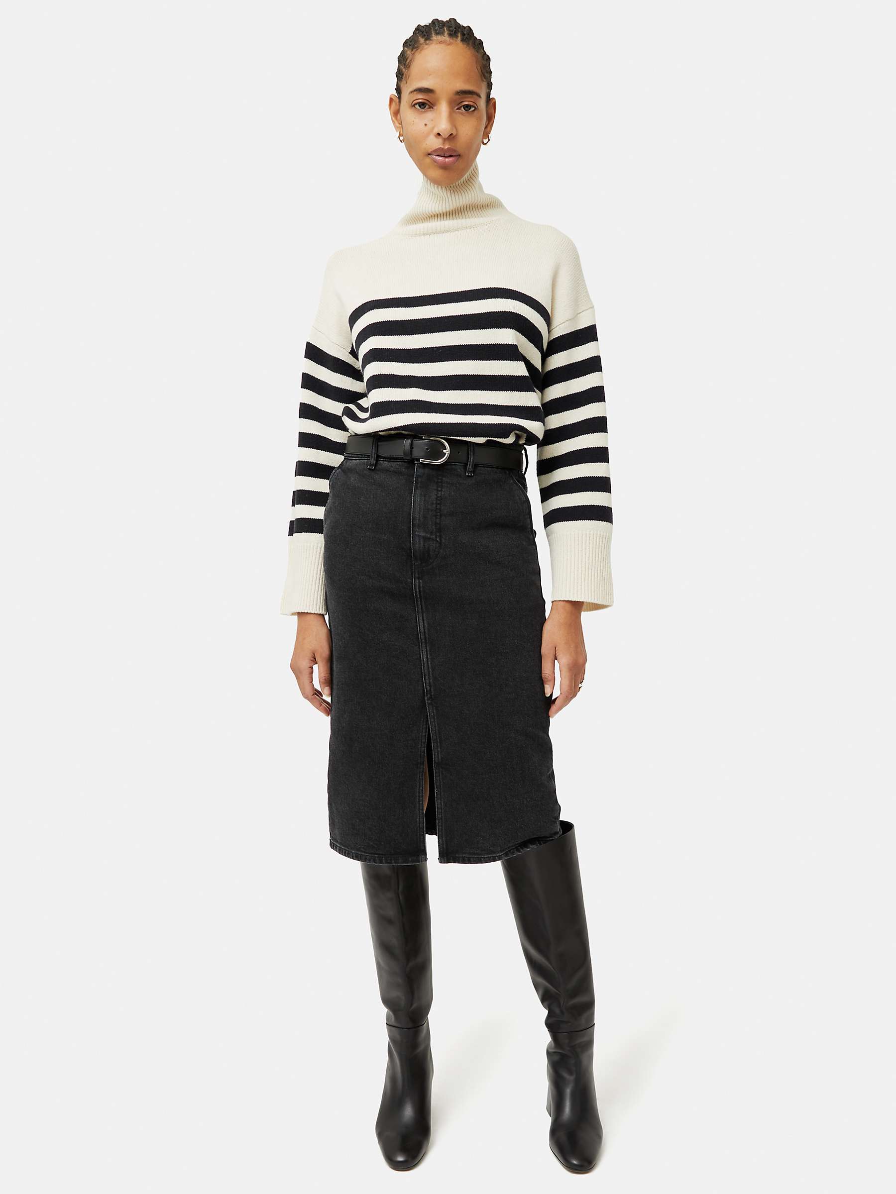 Buy Jigsaw Denim Midi Skirt, Washed Black Online at johnlewis.com