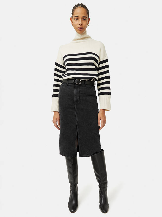 Jigsaw Denim Midi Skirt, Washed Black
