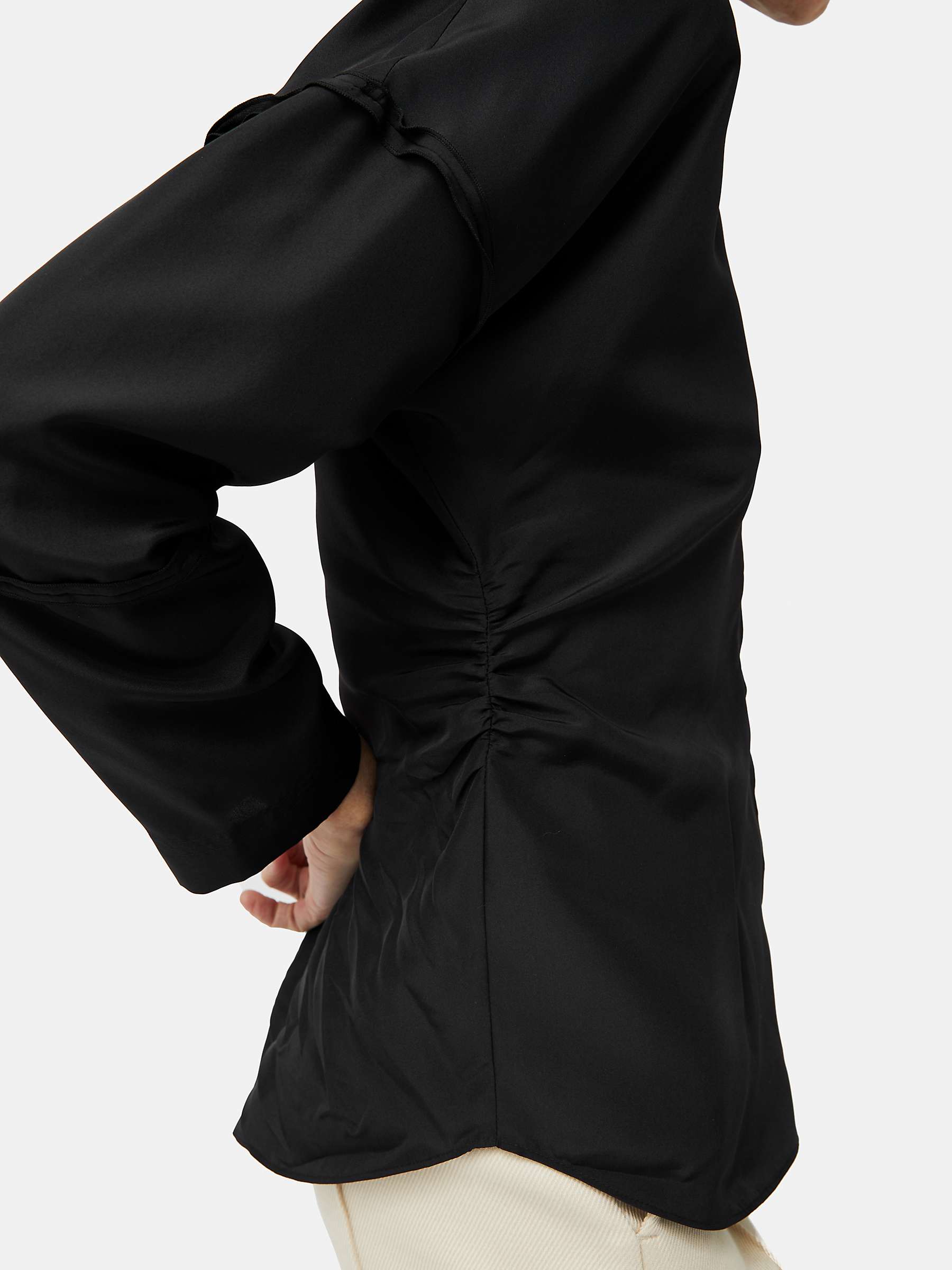 Buy Jigsaw Habotai Silk Long Sleeve Top, Black Online at johnlewis.com