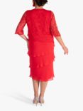 chesca Floral Lace Trim Midi Layered Dress, Poppy