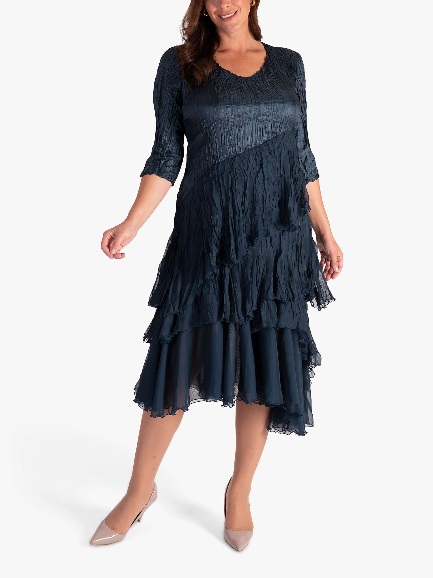 Buy chesca Satin Chiffon Crush Pleated Tiered Dress Online at johnlewis.com