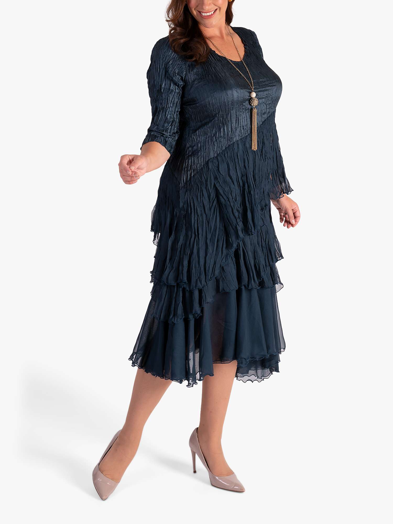 Buy chesca Satin Chiffon Crush Pleated Tiered Dress Online at johnlewis.com