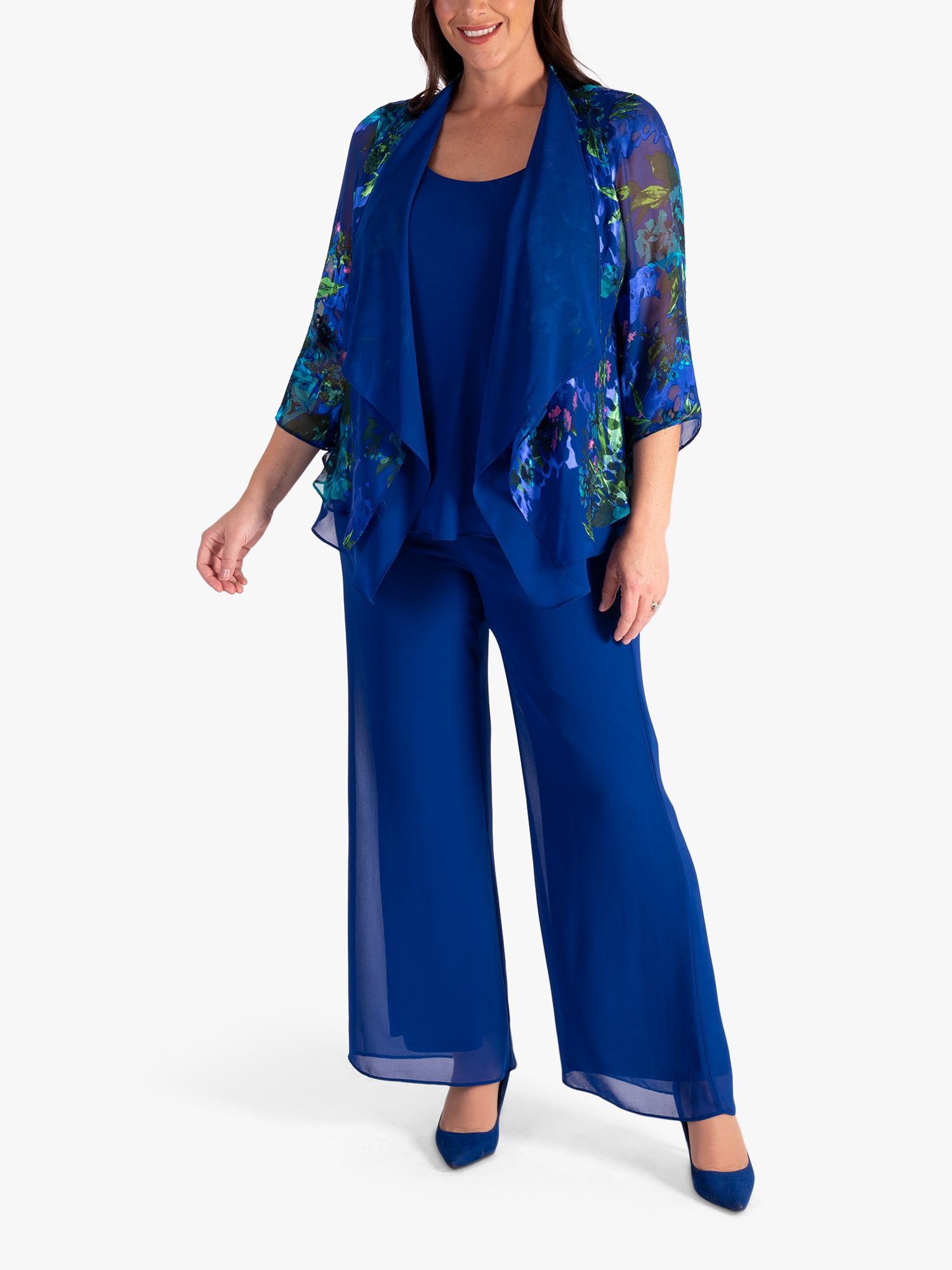 chesca Chiffon Trousers, Cobalt at John Lewis & Partners