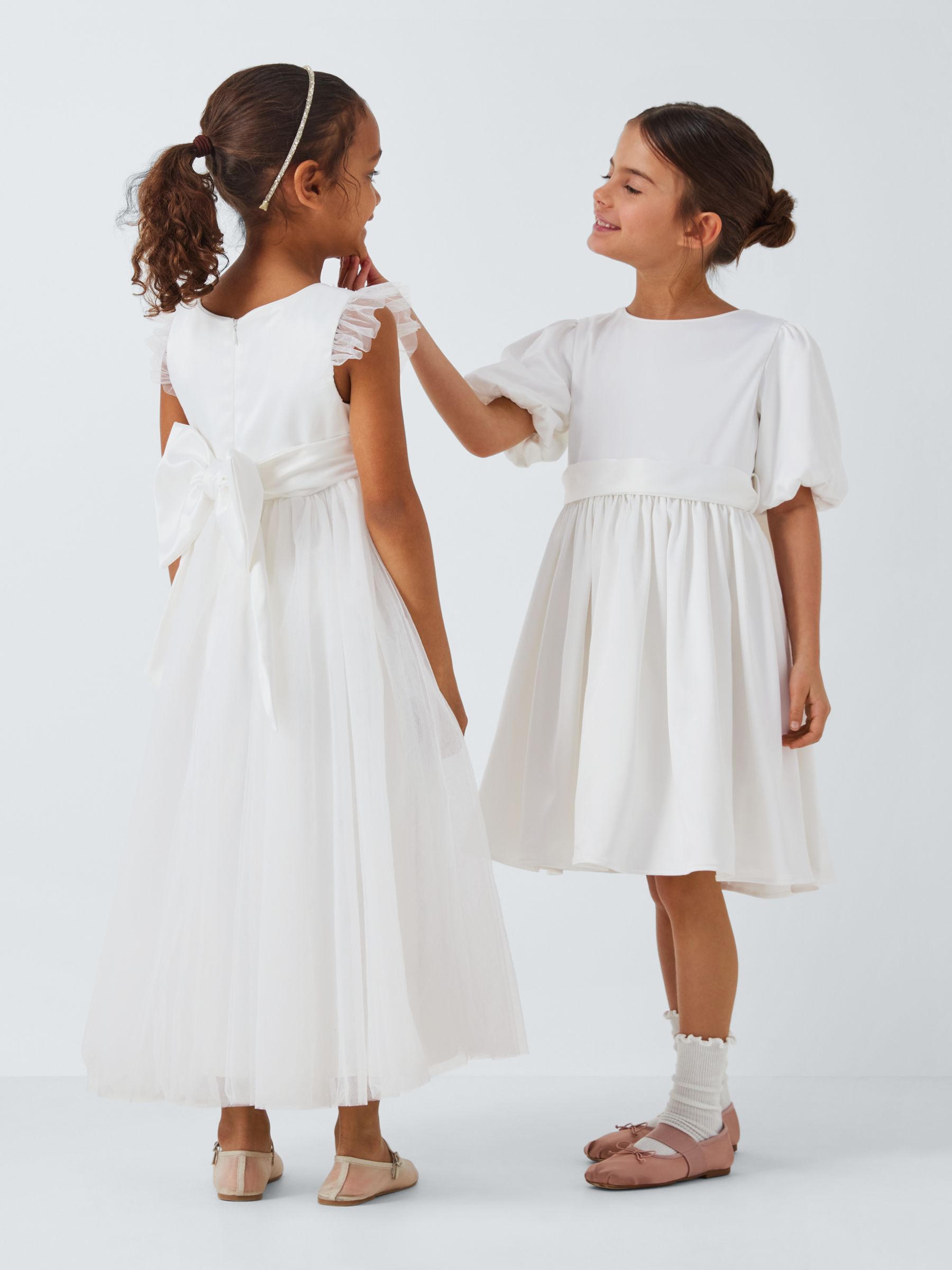 John Lewis Heirloom Collection Kids' Tulle Beaded Bridesmaid Dress, Ivory, 8 years