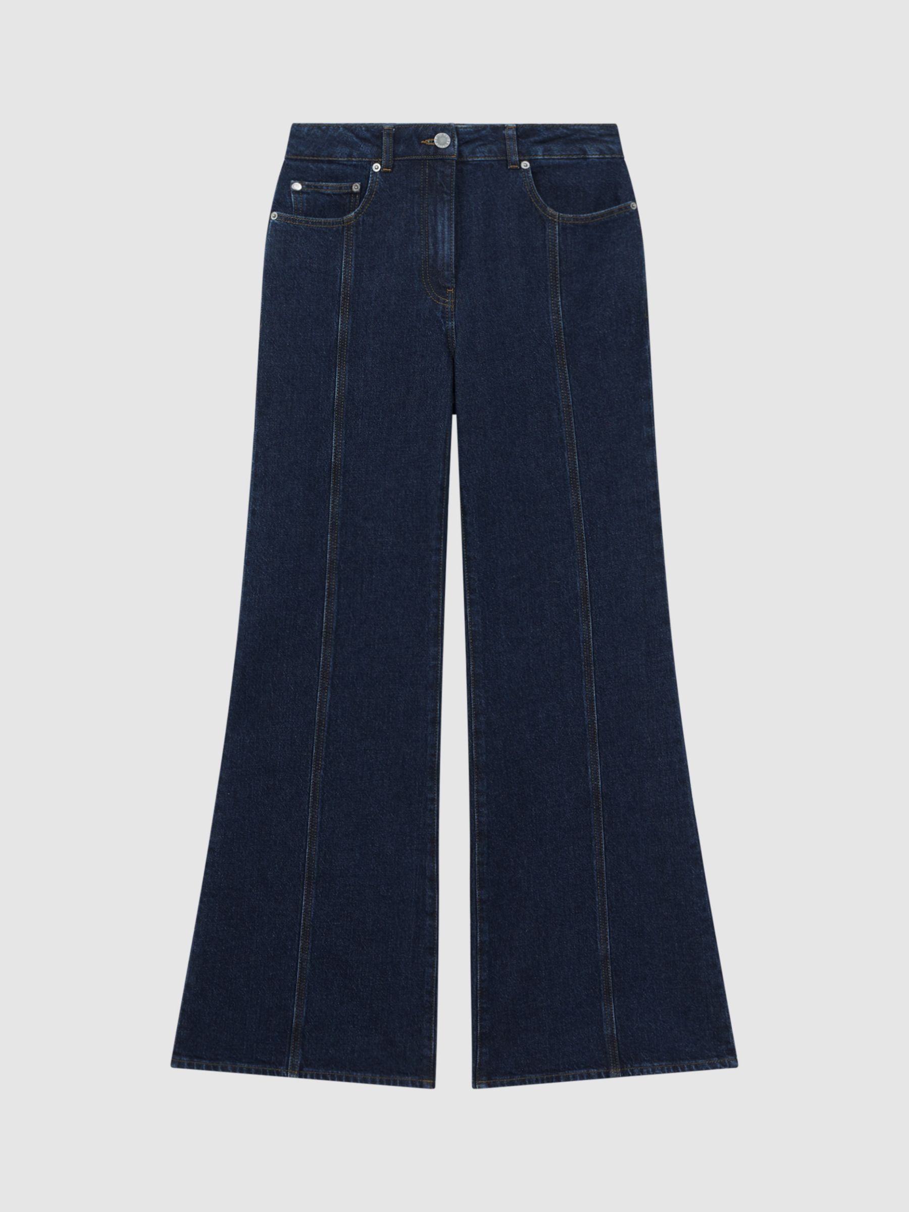 Reiss Petite Juniper Flared Jeans, Dark Blue at John Lewis & Partners