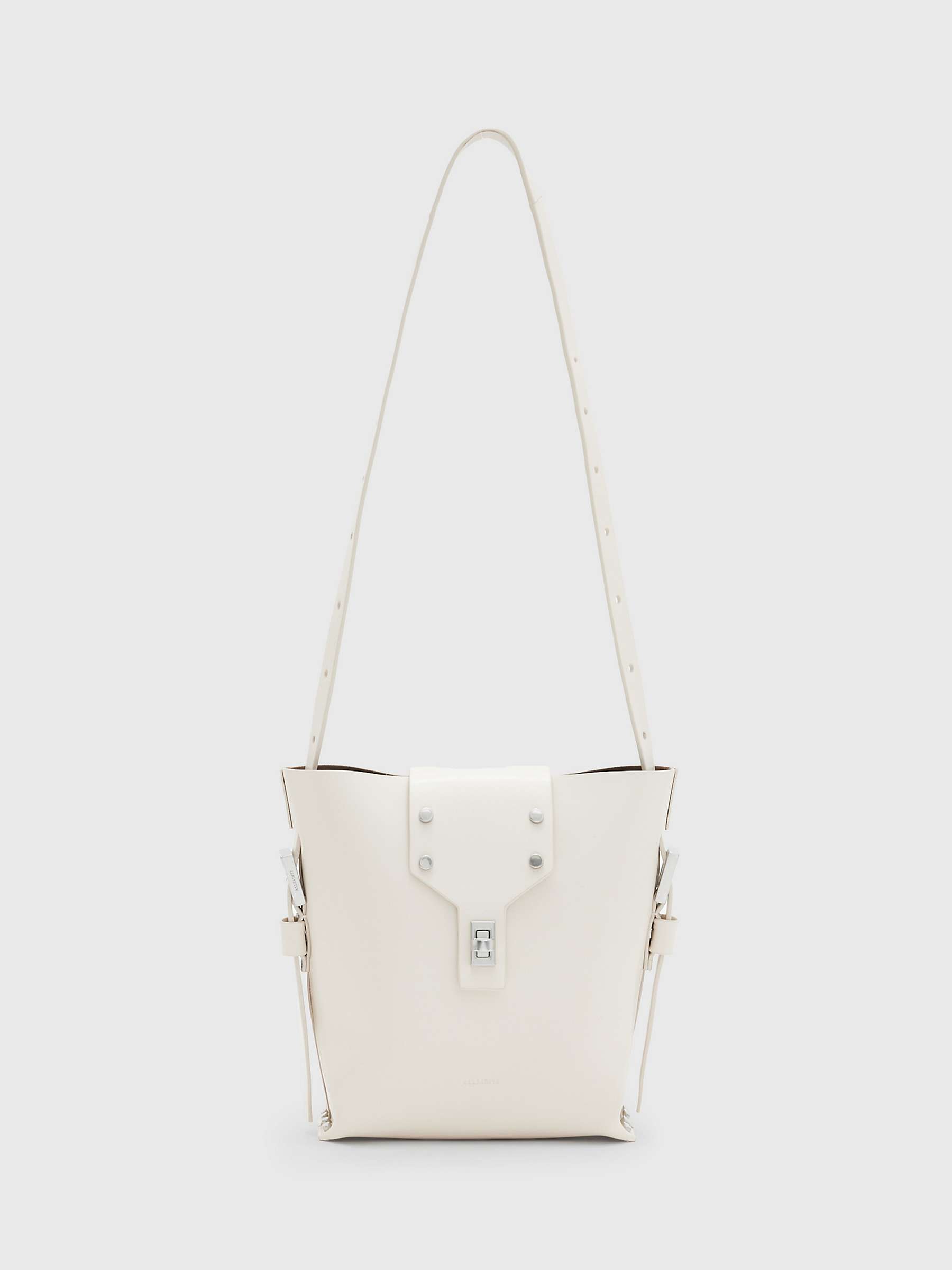 Buy AllSaints Miro Leather Bucket Bag, Desert White Online at johnlewis.com