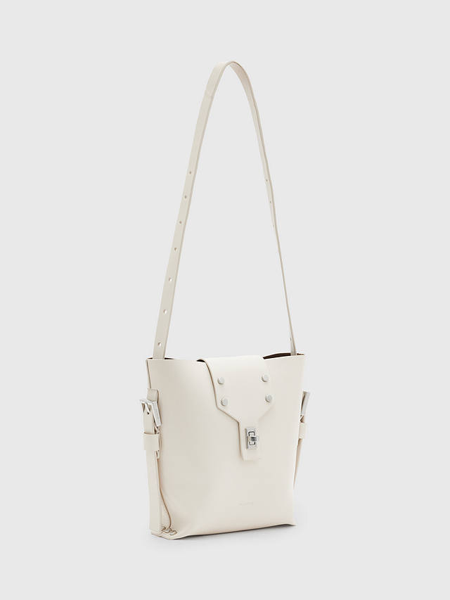 AllSaints Miro Leather Bucket Bag, Desert White