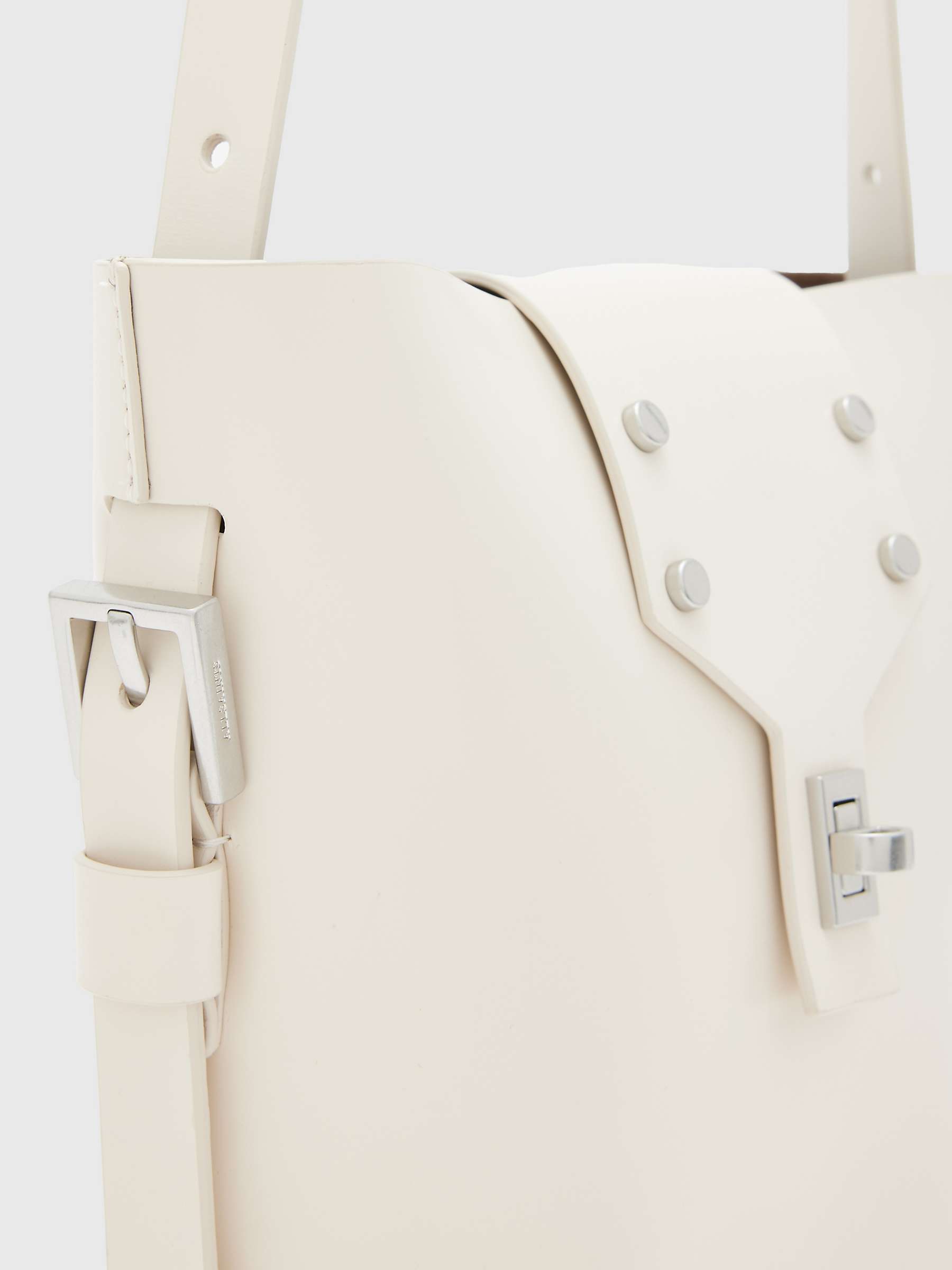 Buy AllSaints Miro Leather Bucket Bag, Desert White Online at johnlewis.com