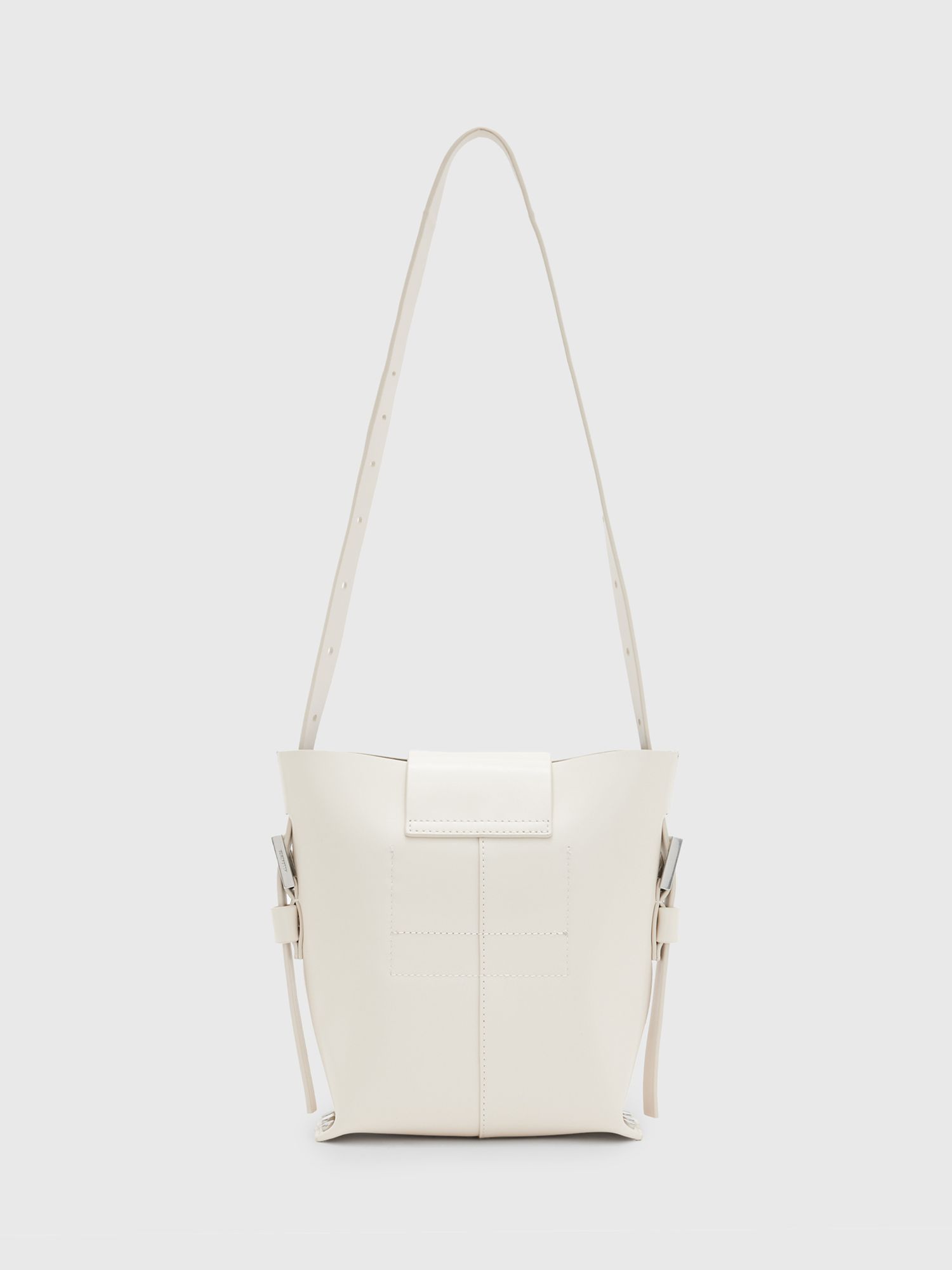 AllSaints Miro Leather Bucket Bag, Desert White at John Lewis & Partners