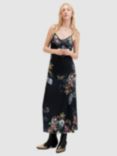 AllSaints Bryony Floral Print Sanibel Maxi Dress, Black/Multi, Black/Multi