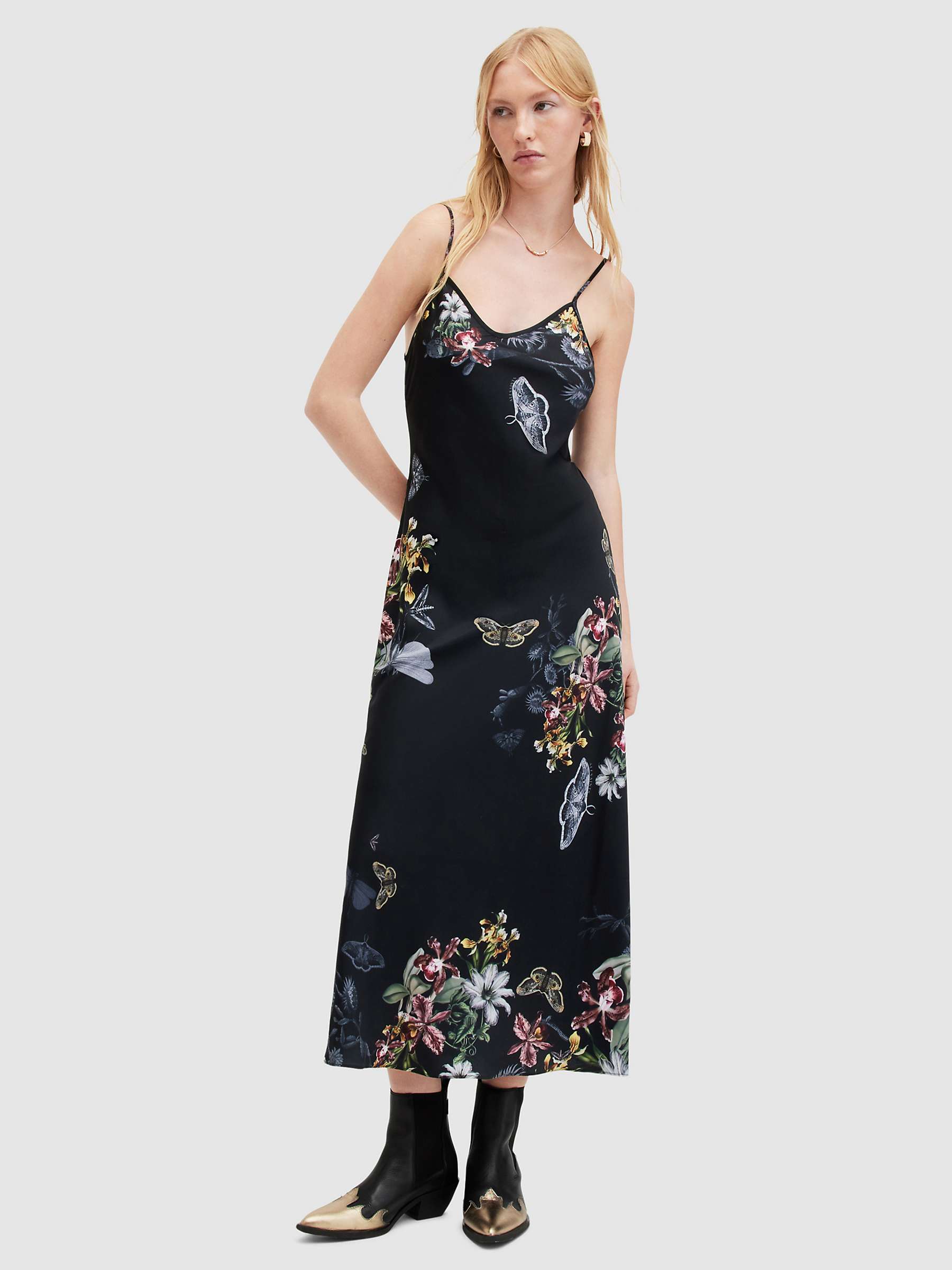 Buy AllSaints Bryony Floral Print Sanibel Maxi Dress, Black/Multi Online at johnlewis.com