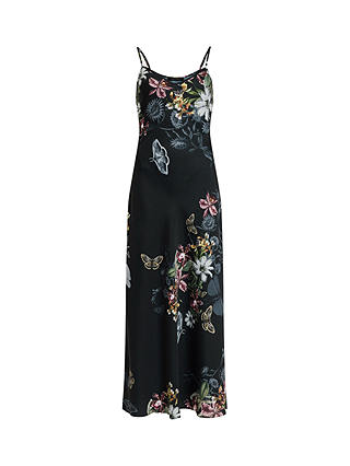 AllSaints Bryony Floral Print Sanibel Maxi Dress, Black/Multi