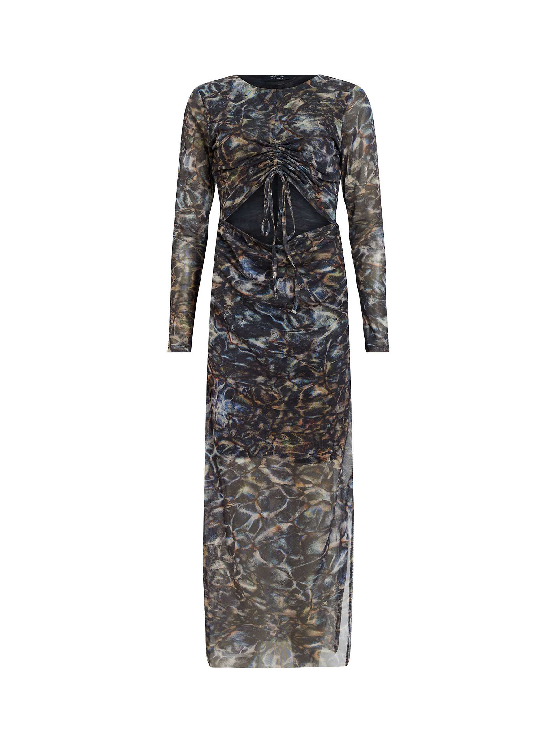 Buy AllSaints Katie Caladesi Cut Out Mesh Midi Dress, Petrol Blue Online at johnlewis.com