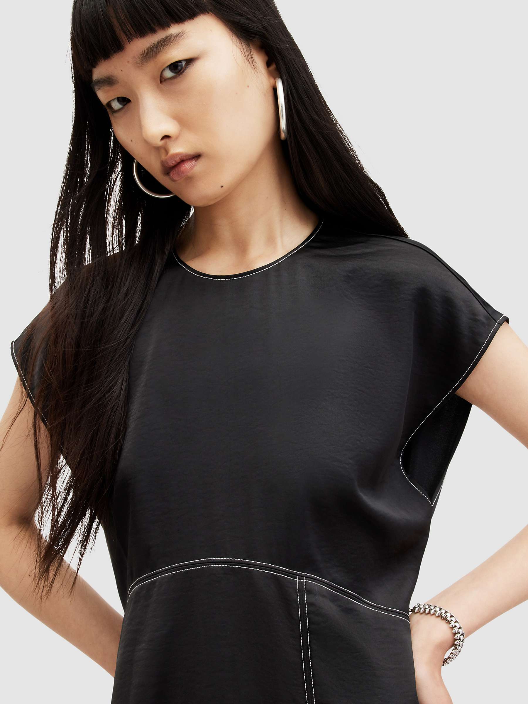 Buy AllSaints Agnes Panelled Asymmetric Midi Dress, Black Online at johnlewis.com