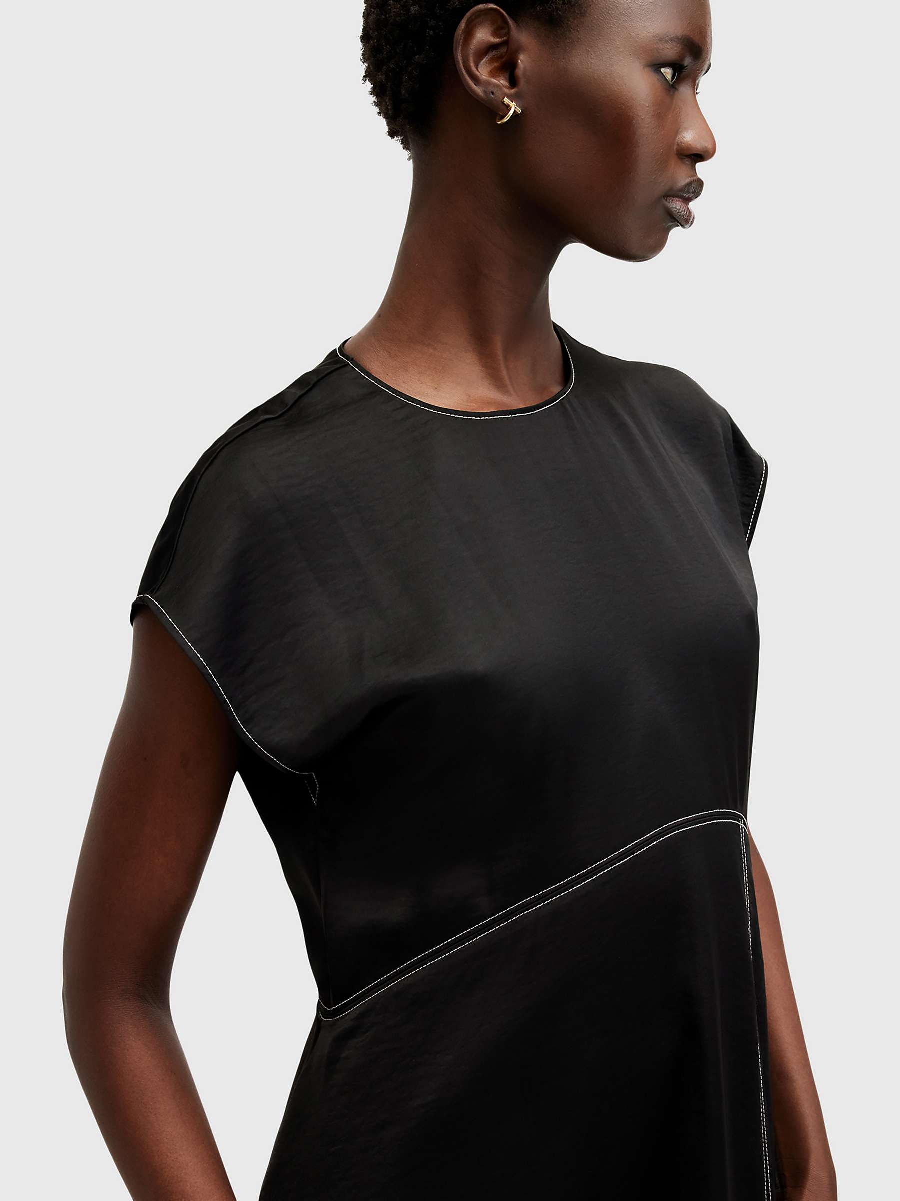Buy AllSaints Agnes Panelled Asymmetric Midi Dress, Black Online at johnlewis.com