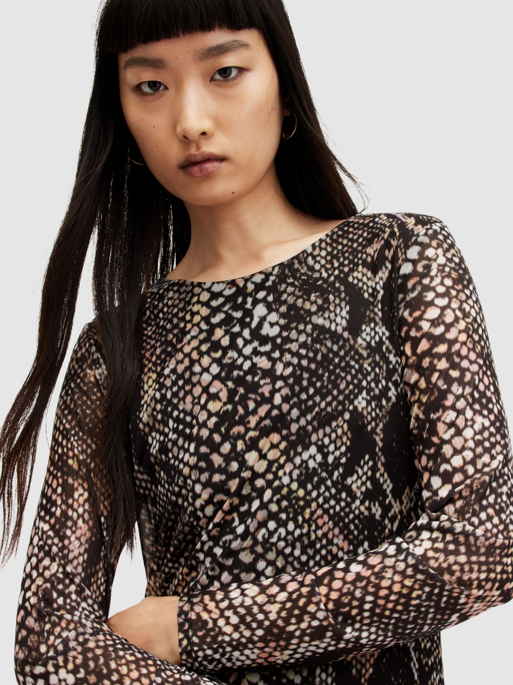 AllSaints Nora Waimea Snake Print Dress, Multi at John Lewis & Partners