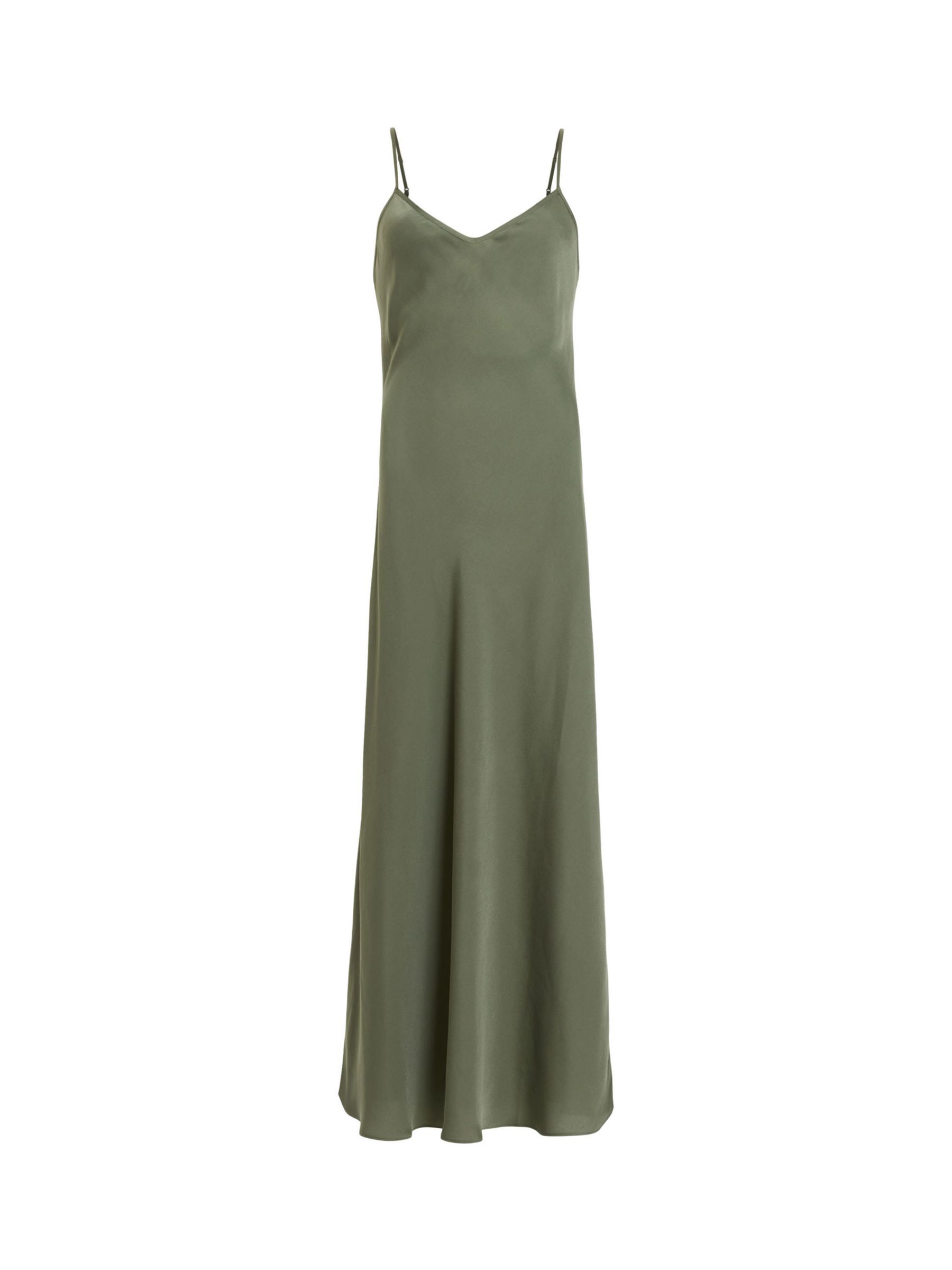 AllSaints Bryony Slip Midi Dress, Forest Green at John Lewis & Partners