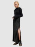 AllSaints Amos Side Split Maxi Dress, Black