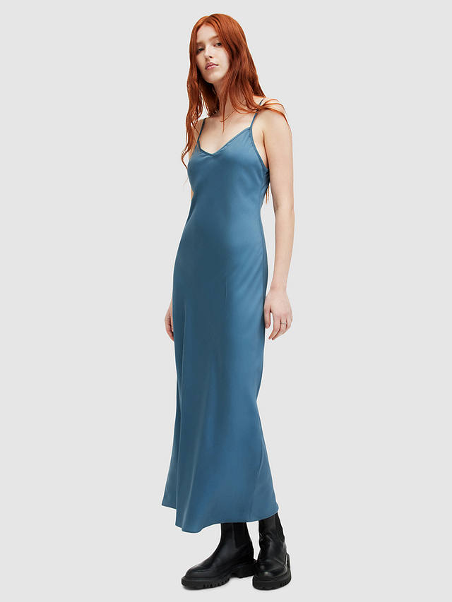 AllSaints Bryony Sleeveless Midi Dress, Petrol Blue
