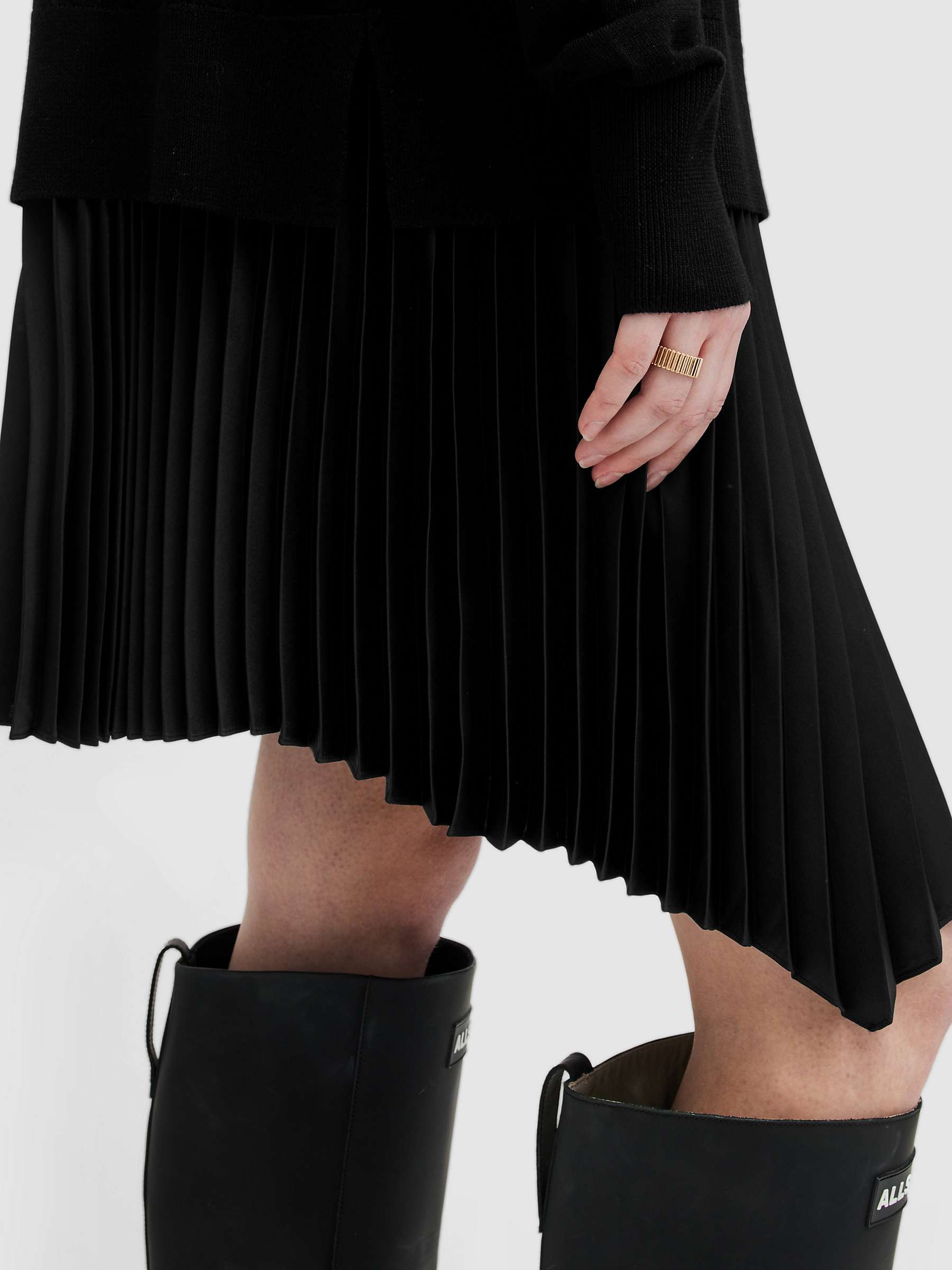 Buy AllSaints Flora Pleated Mini Dress, Black Online at johnlewis.com