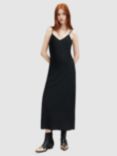 AllSaints Bryony Slip Midi Dress, Black