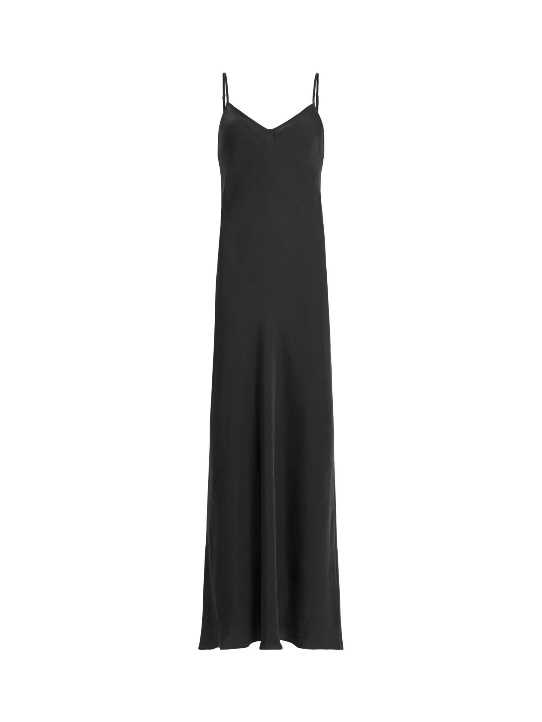 AllSaints Bryony Slip Midi Dress, Black at John Lewis & Partners