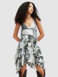 AllSaints Cavarly Valley Tiered Mini Dress, Chalk White/Multi