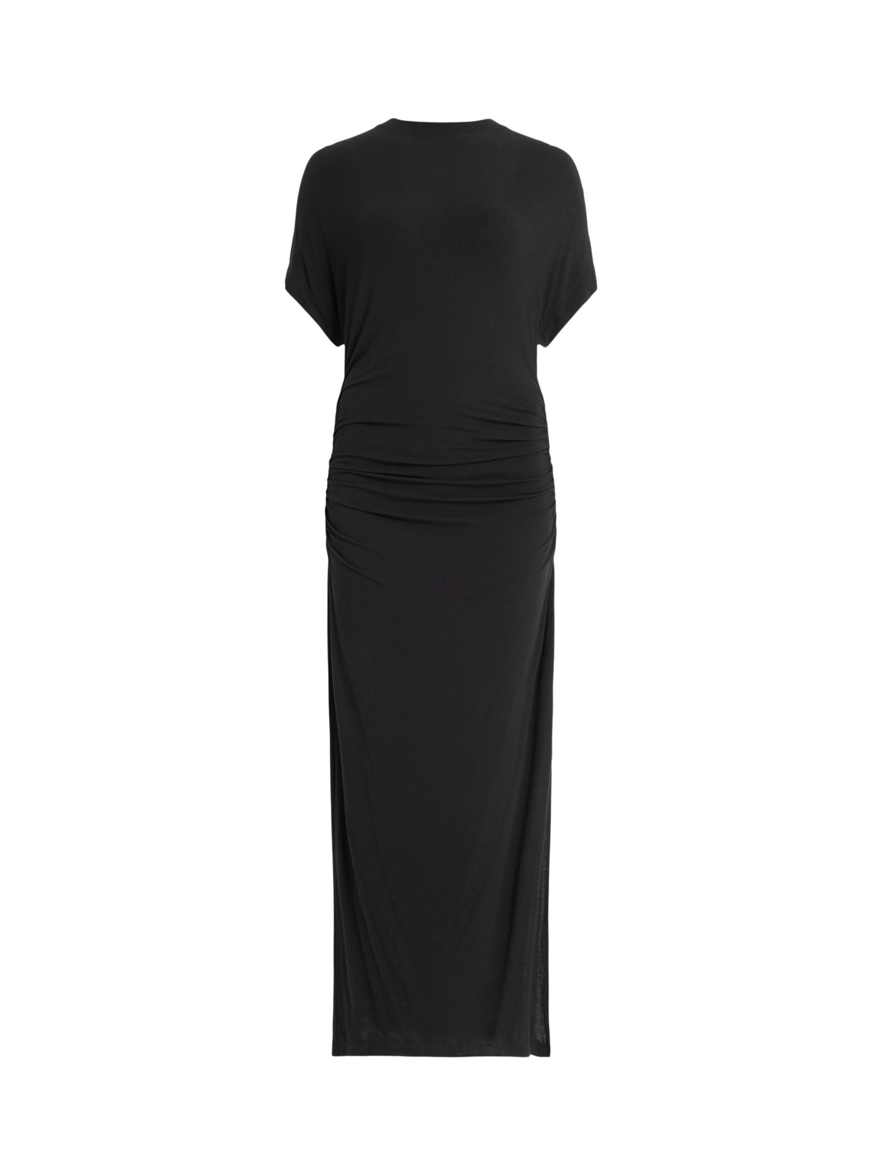AllSaints Natalie Ruched Jersey Maxi Dress, Black at John Lewis & Partners