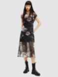 AllSaints Hanna Valley Floral Midi Dress, Black/Multi