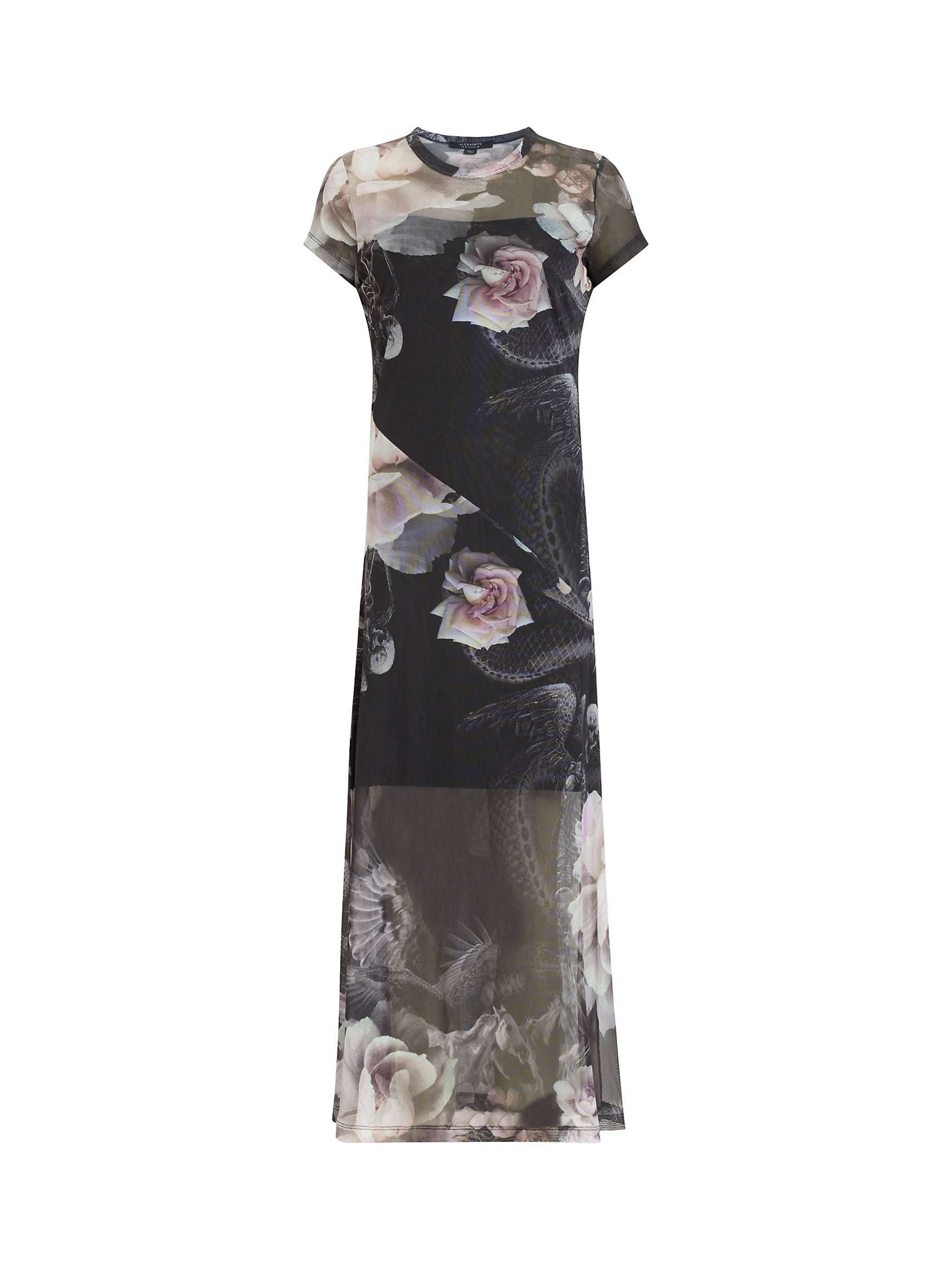 Buy AllSaints Hanna Valley Floral Midi Dress, Black/Multi Online at johnlewis.com