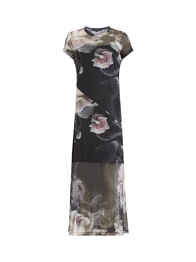 AllSaints Hanna Valley Floral Midi Dress, Black/Multi