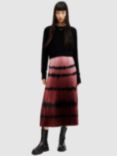 AllSaints Curtis Ombre Pleated Skirt 2-in-1 Midi Dress, Black/Multi