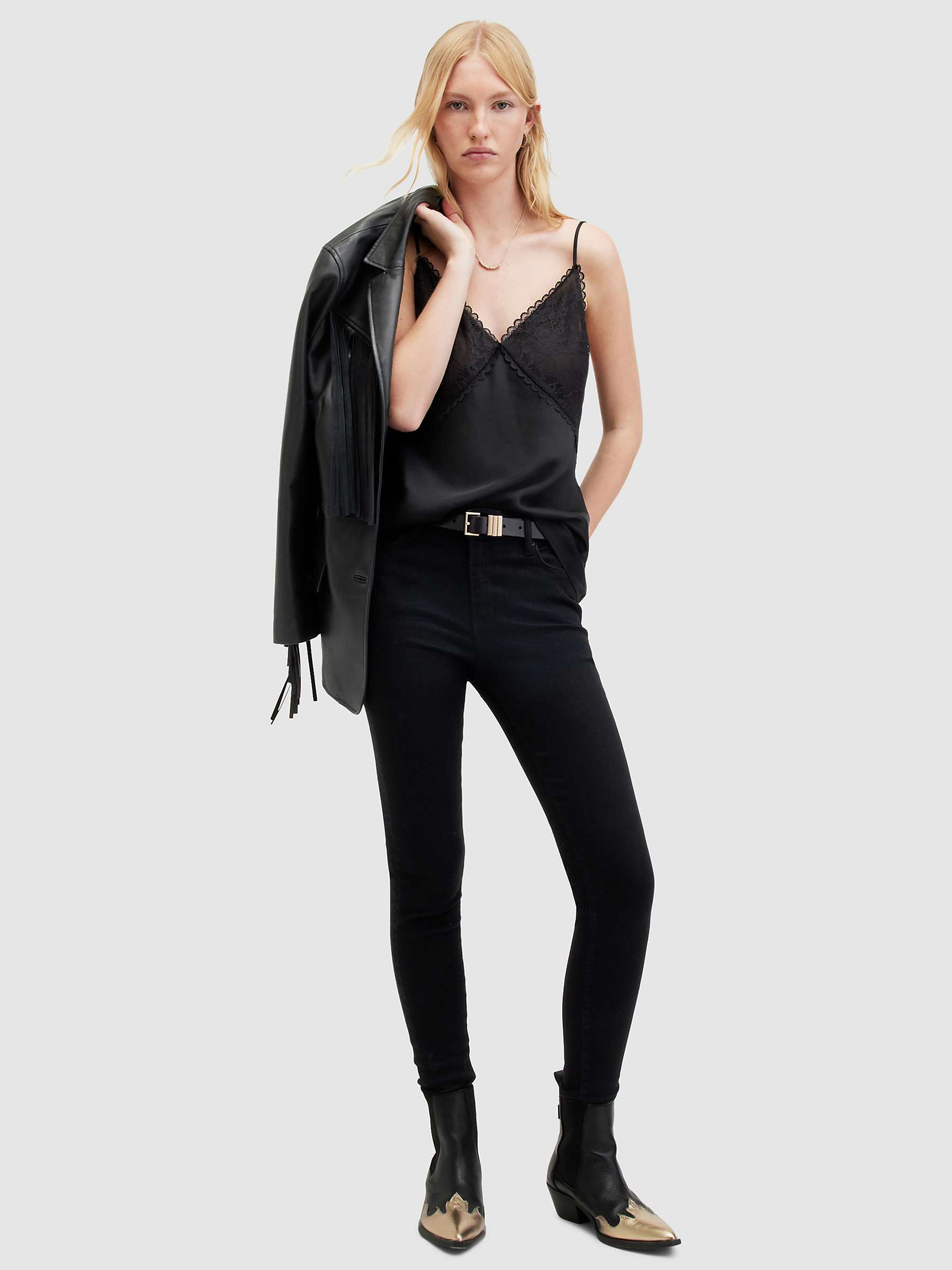 Buy AllSaints Miller Sizeme Skinny Jeans, Black Online at johnlewis.com