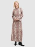 AllSaints Susannah Cascade Maxi Dress, Clay Pink/Multi