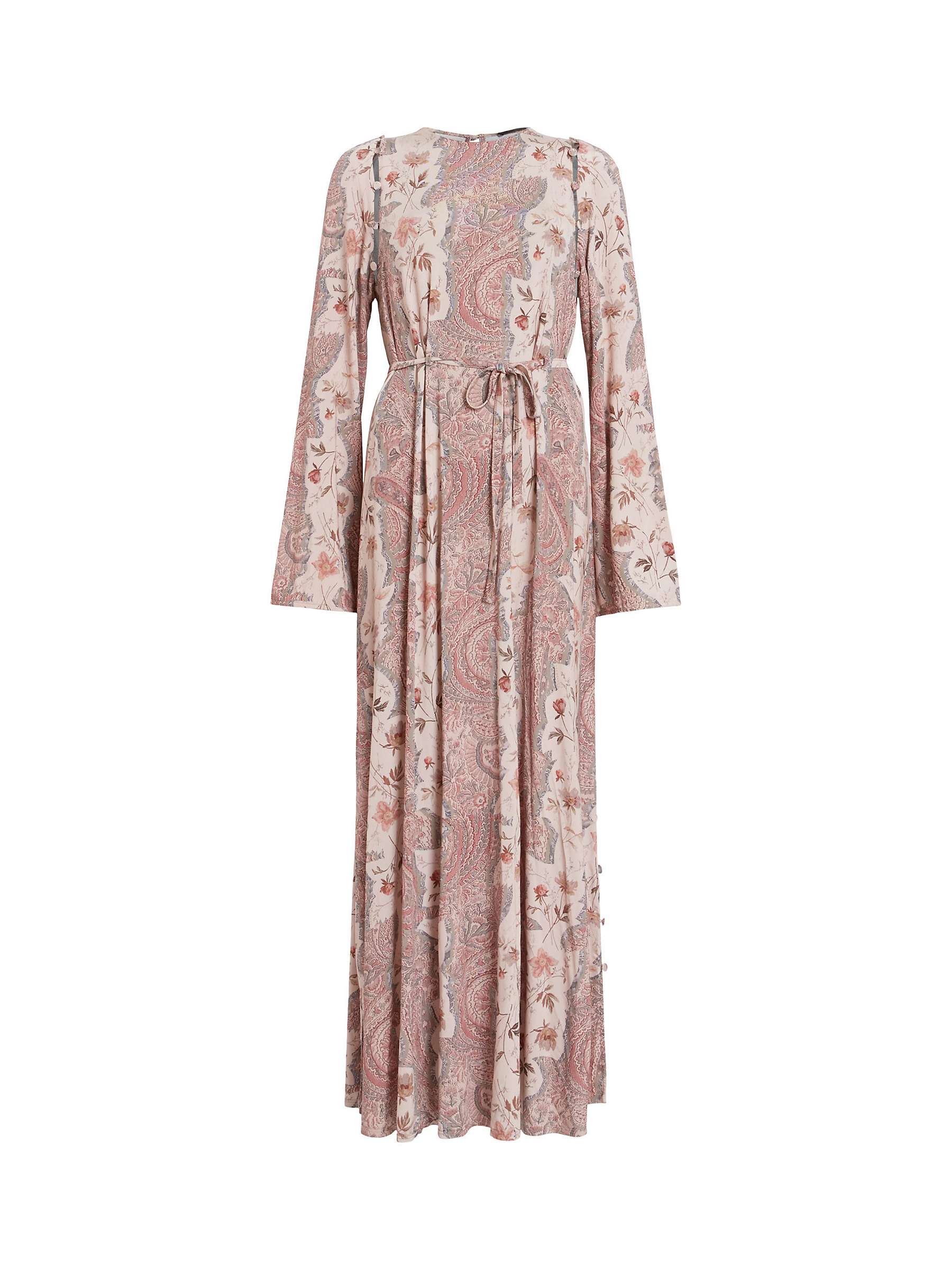 Buy AllSaints Susannah Cascade Maxi Dress, Clay Pink/Multi Online at johnlewis.com
