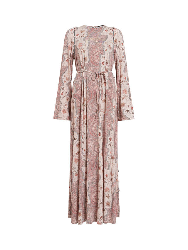 AllSaints Susannah Cascade Maxi Dress, Clay Pink/Multi