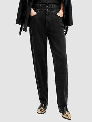 AllSaints Hailey Cotton Full Length Jeans, Black